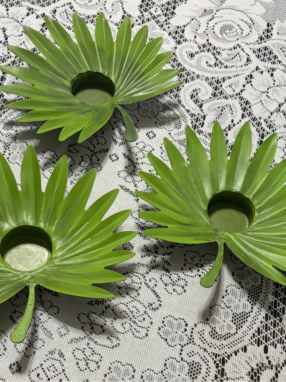 3 Palm Leaf Candle Holders